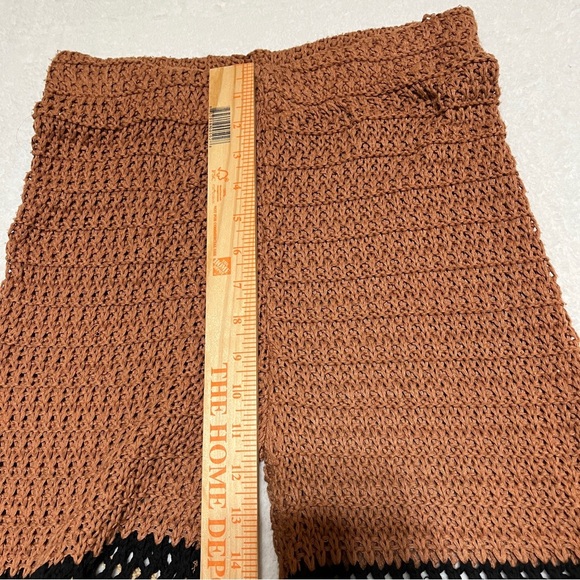 ZARA Womens Crochet Pants Cream Beige Neutral Stripes Beachy Boho Wide Leg Size - Picture 7 of 12